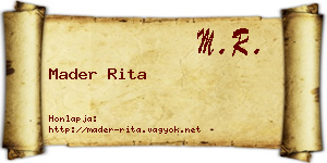 Mader Rita névjegykártya